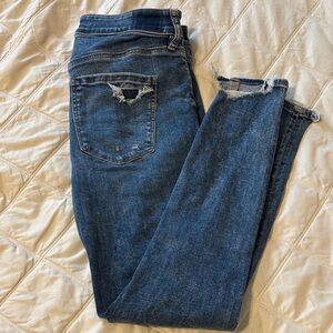 American Eagle Outfitters Dark Blue Distressed Skinny Jeans